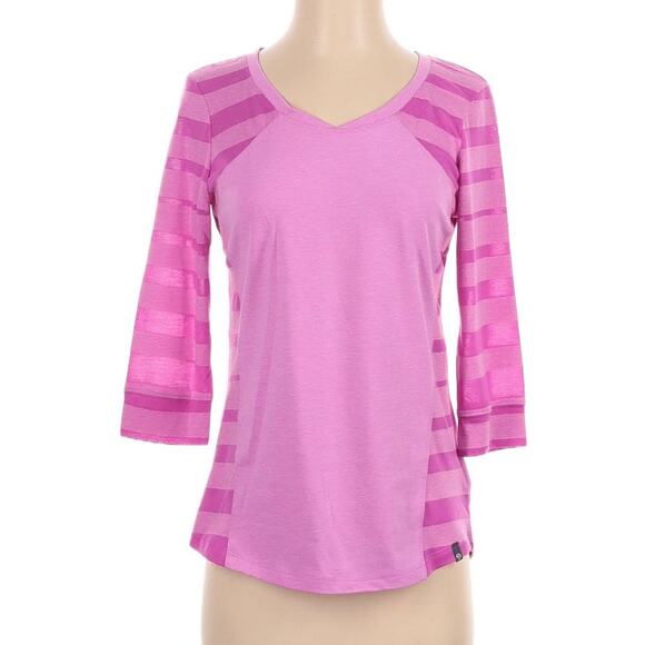 Mountain Hardware Pink Stripe 3/4 Sleeve Shirt, Small - Picture 1 of 7
